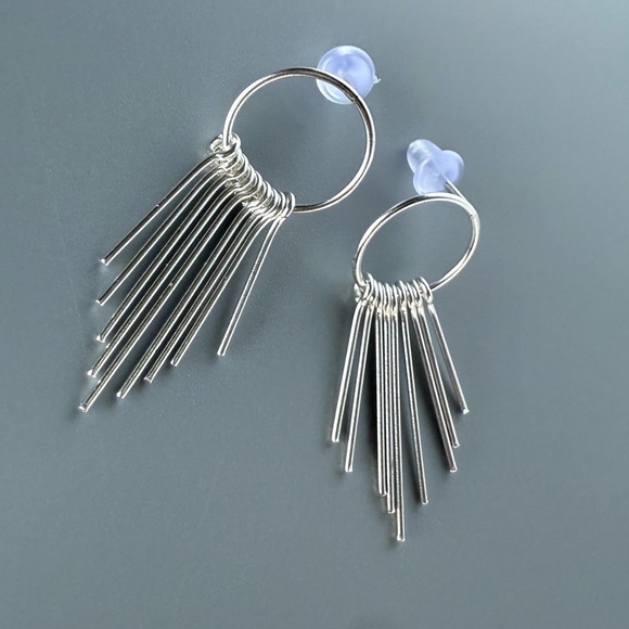 Sterling Silver Fringe Dangle Earrings - Picture 4 of 6